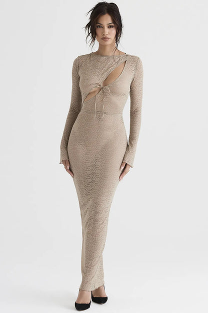 Giovanna Stone Floral Lace Maxi Dress