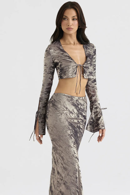 Giulia Pewter Shimmer Velvet Satin Top
