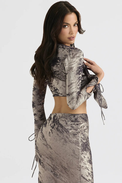 Giulia Pewter Shimmer Velvet Satin Top
