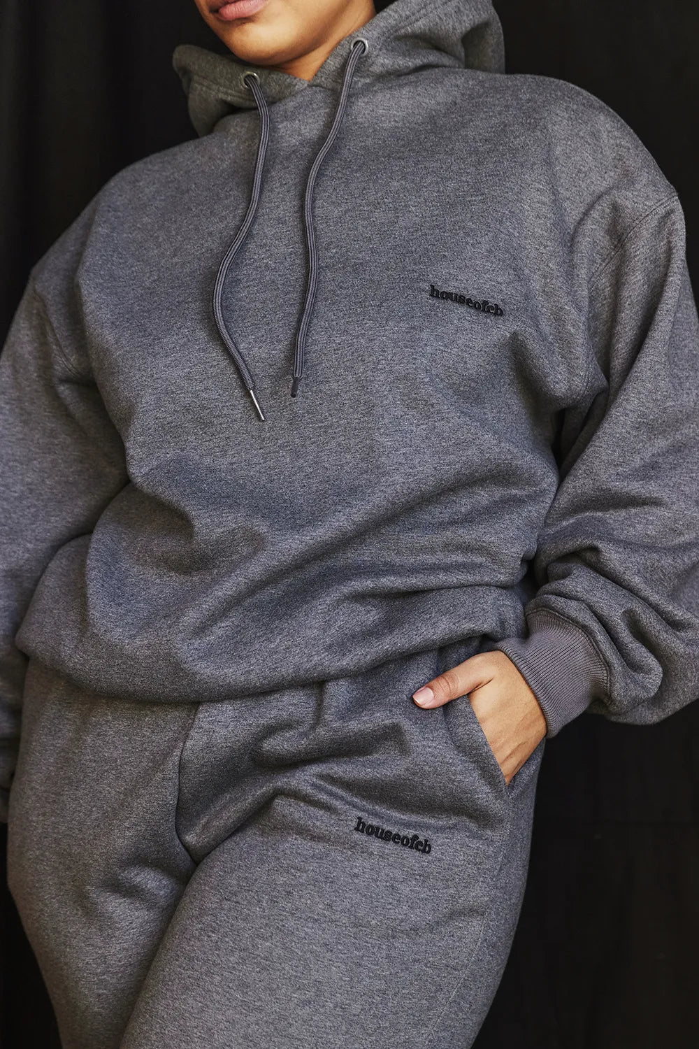 Halo Dark Grey Cotton Fleece-Back Oversized Hoodie