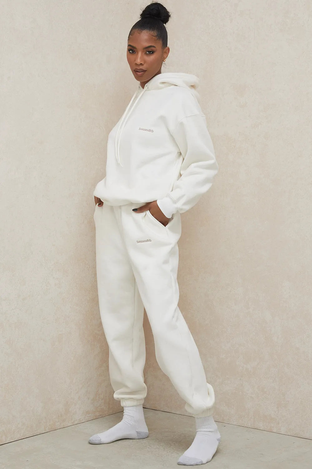 Sky Off White Fleece Back Jogging Trousers
