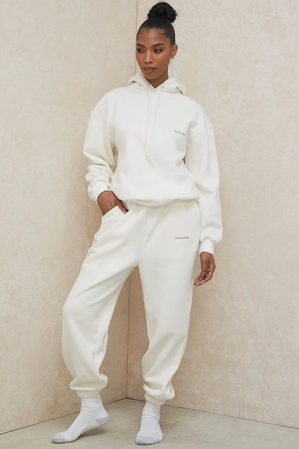 Sky Off White Fleece Back Jogging Trousers