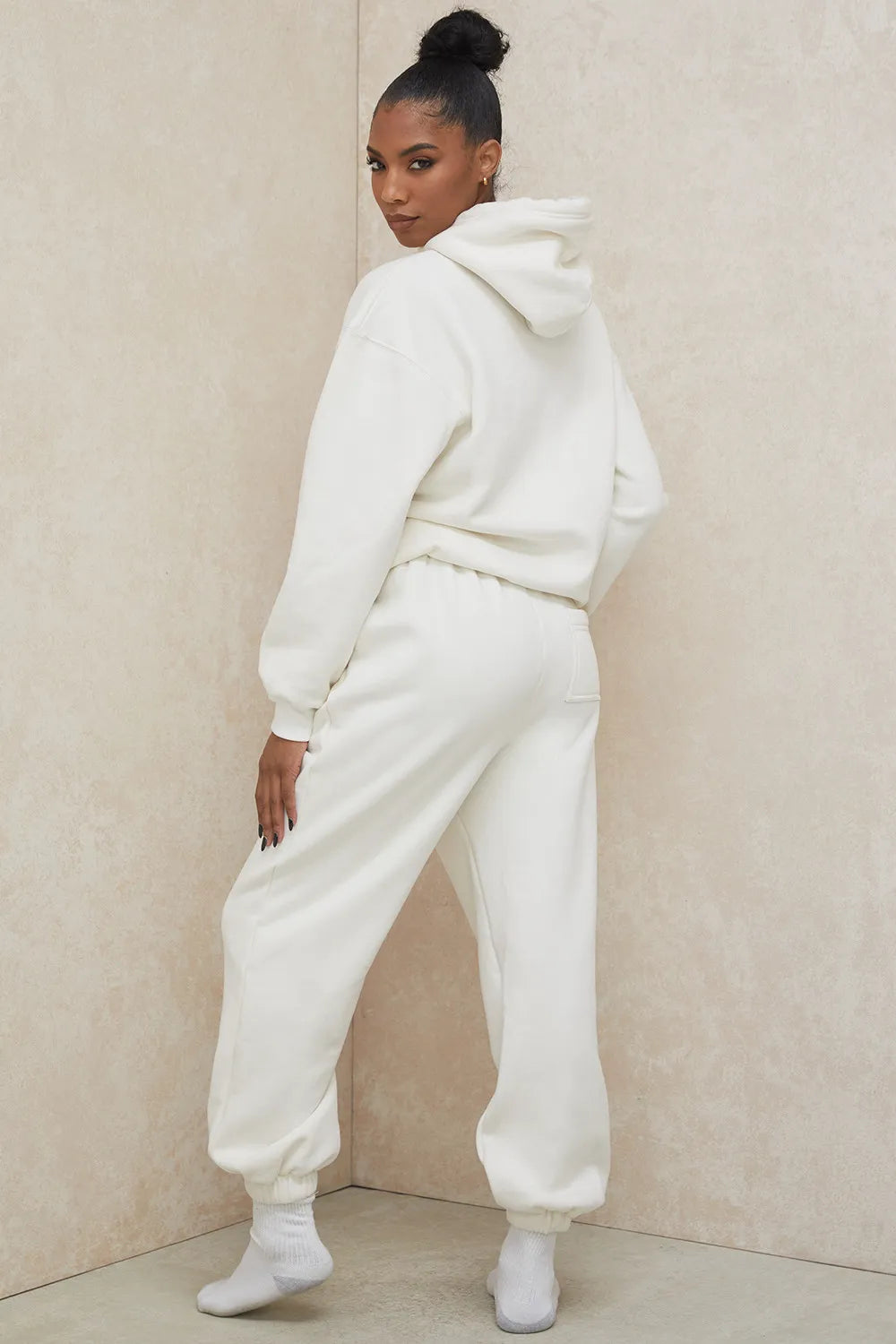 Sky Off White Fleece Back Jogging Trousers