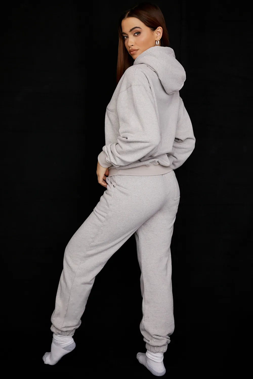 Sky Light Grey Fleece Back Jogging Trousers