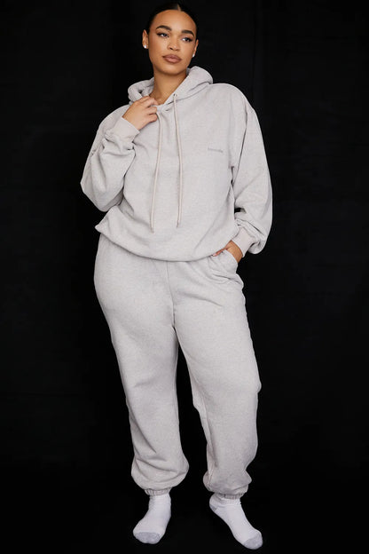 Sky Light Grey Fleece Back Jogging Trousers
