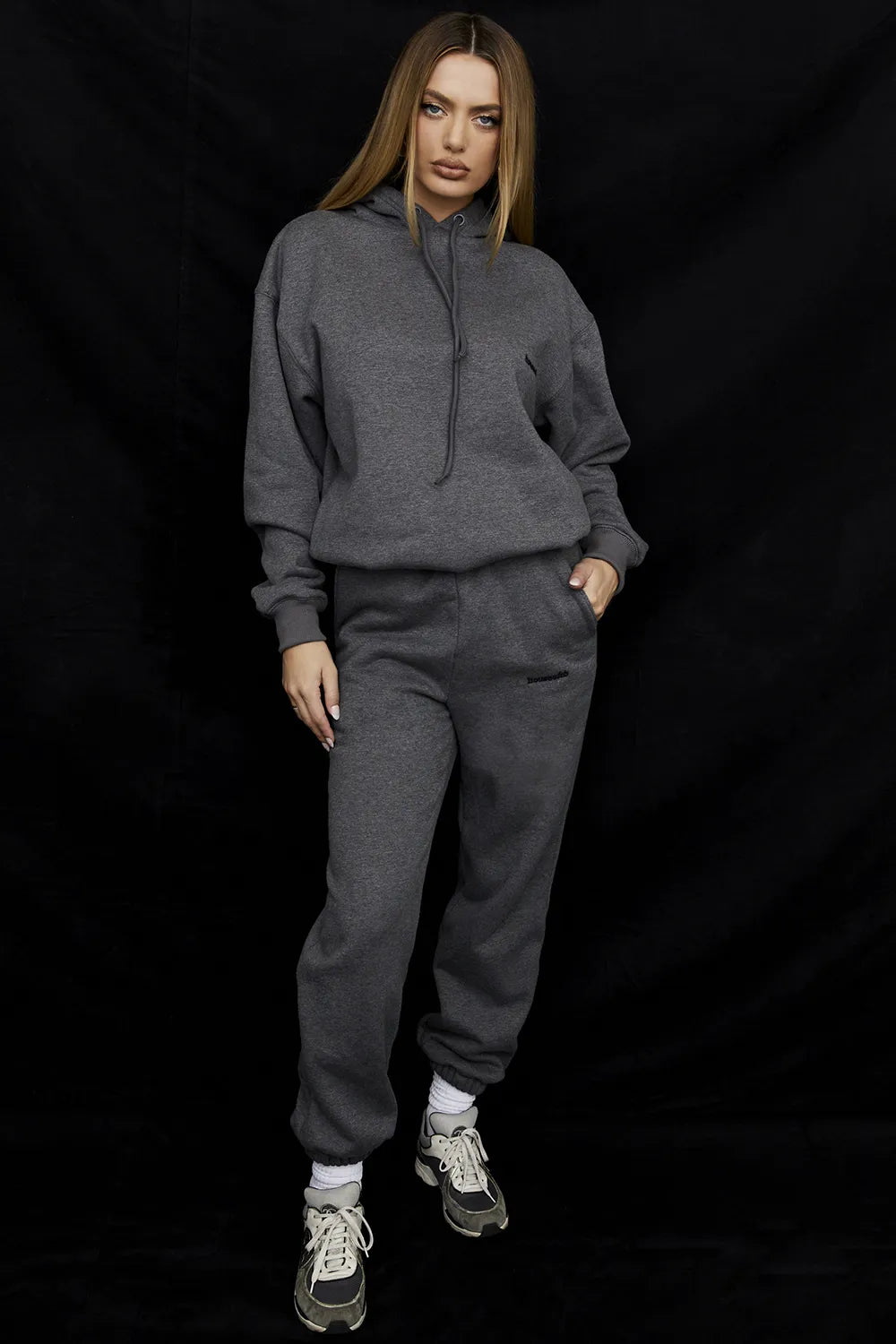 Sky Dark Grey Fleece Back Jogging Trousers