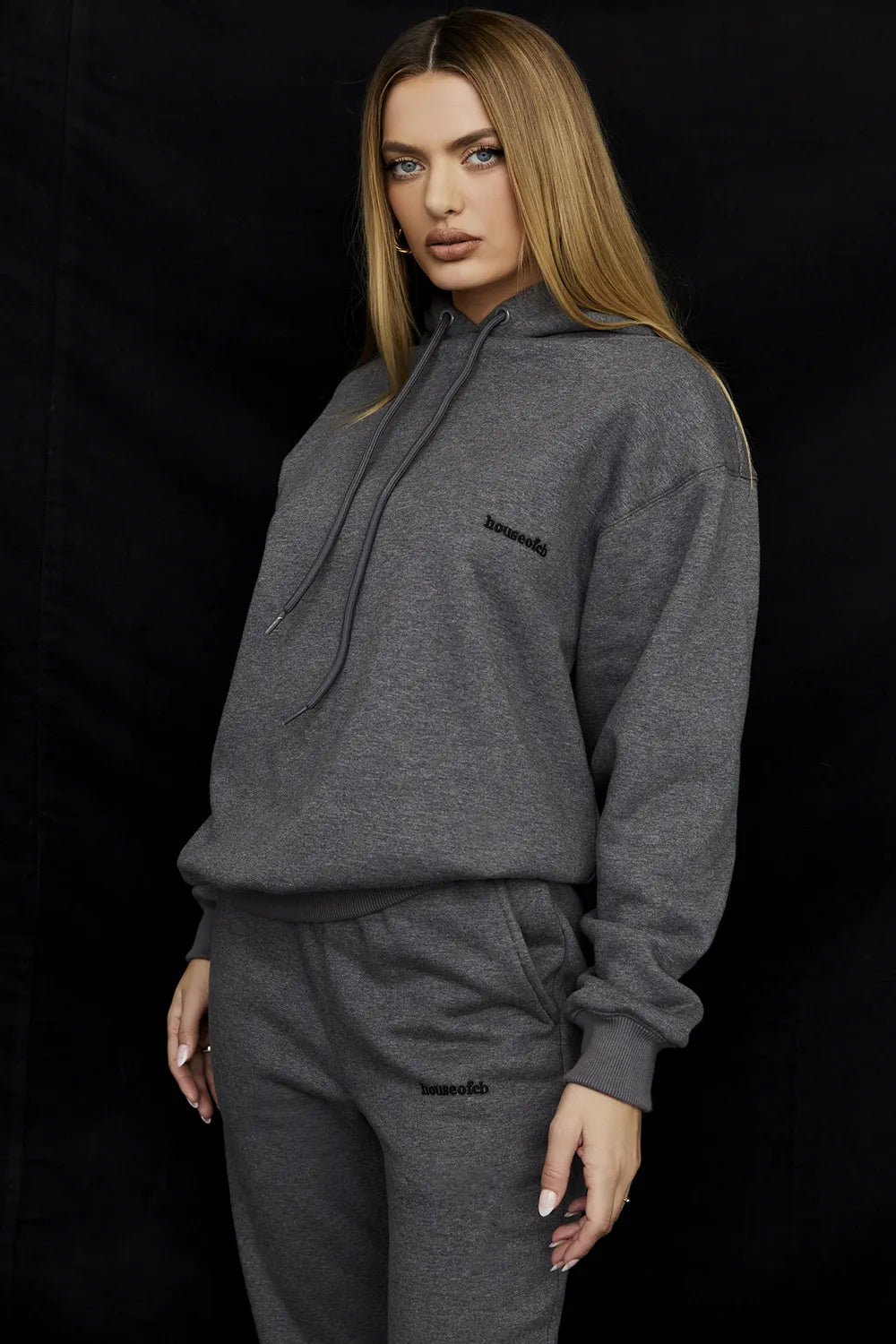 Halo Dark Grey Cotton Fleece-Back Oversized Hoodie