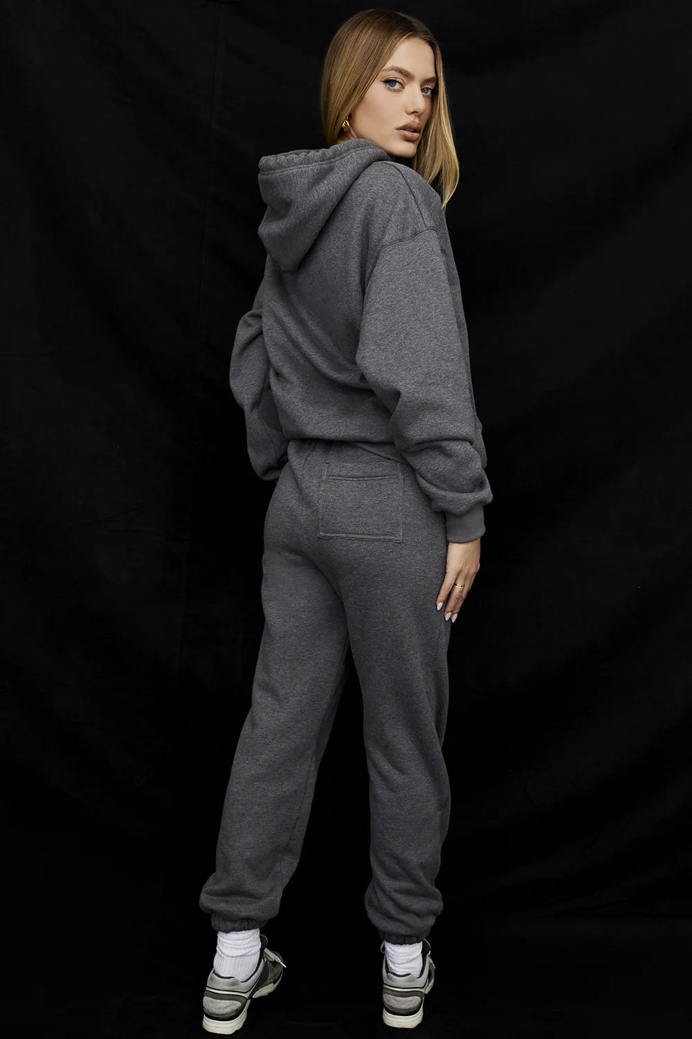 Sky Dark Grey Fleece Back Jogging Trousers