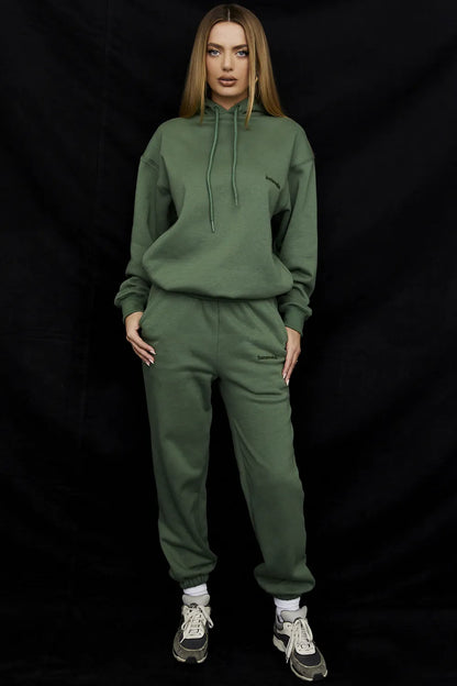Halo Moss Cotton Fleece-Back Oversized Hoodie