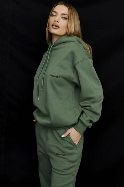 Halo Moss Cotton Fleece-Back Oversized Hoodie