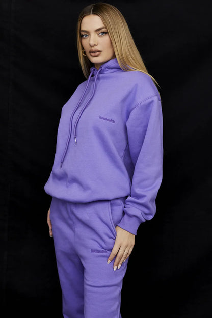 Halo Purple Cotton Fleece-Back Oversized Hoodie