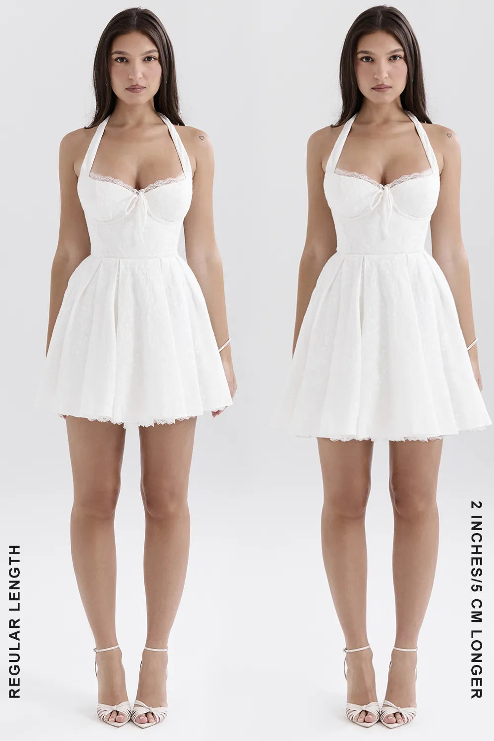 Harriet White Broderie Anglais Halter Mini Dress