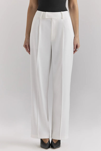 Hayden White Wide Leg High Waist Tailored Trousers