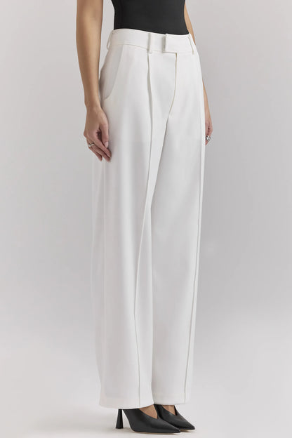 Hayden White Wide Leg High Waist Tailored Trousers