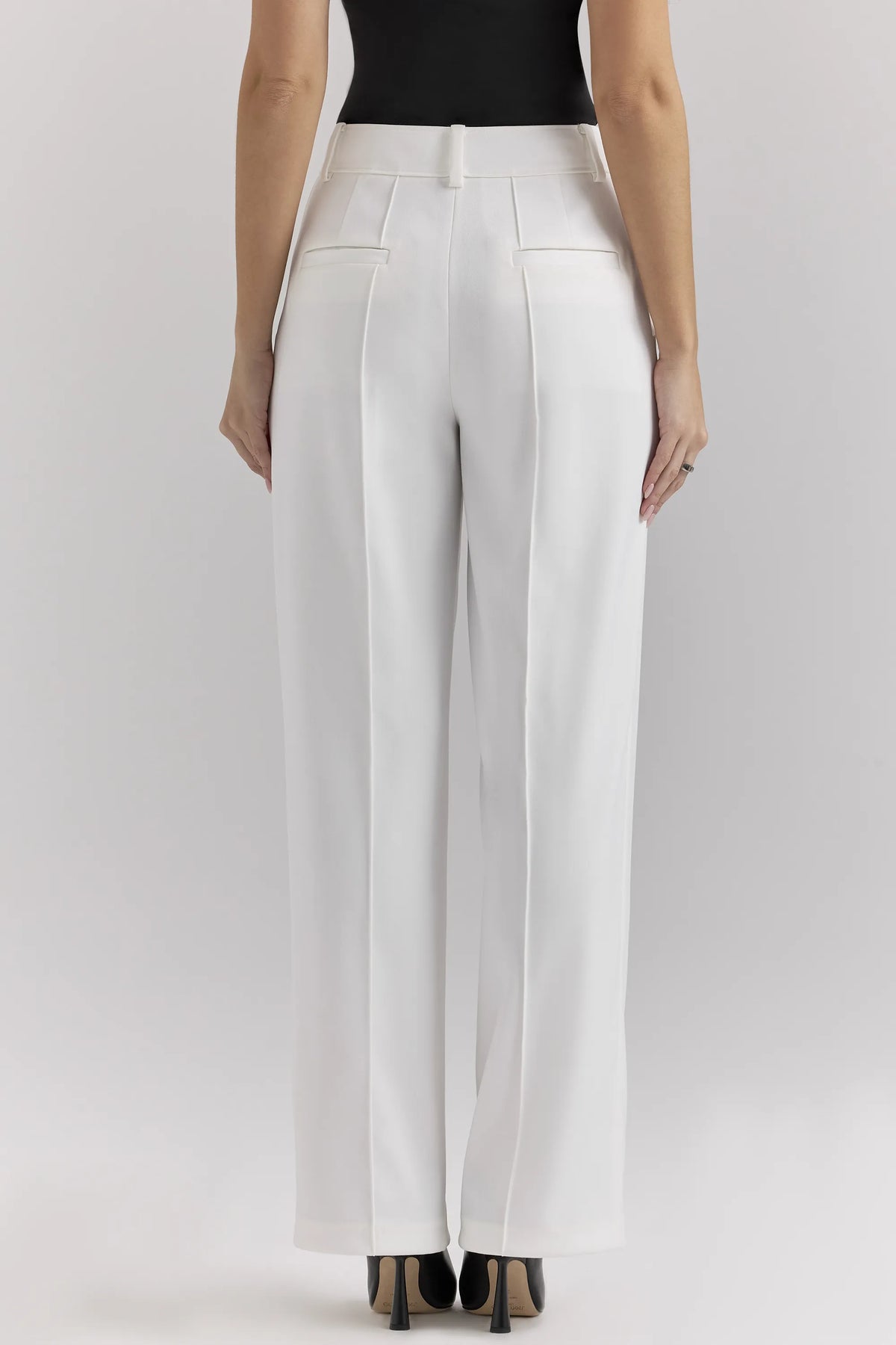 Hayden White Wide Leg High Waist Tailored Trousers