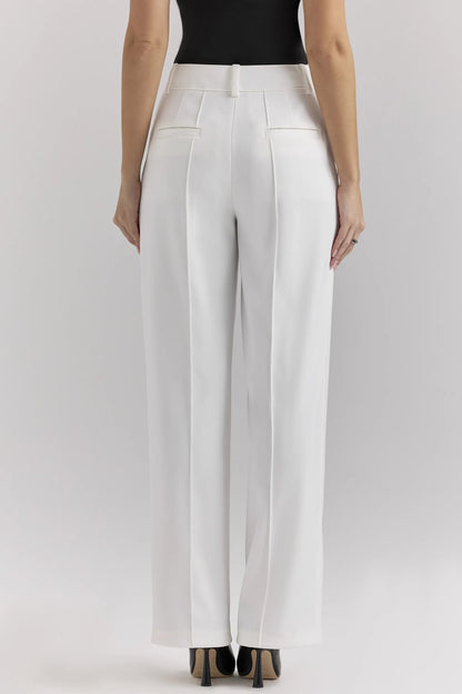 Hayden White Wide Leg High Waist Tailored Trousers