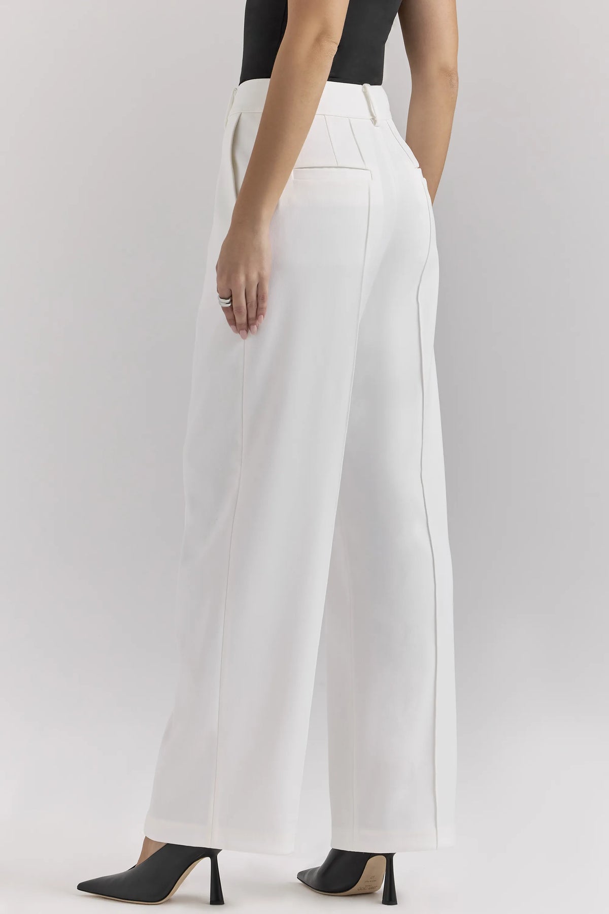 Hayden White Wide Leg High Waist Tailored Trousers