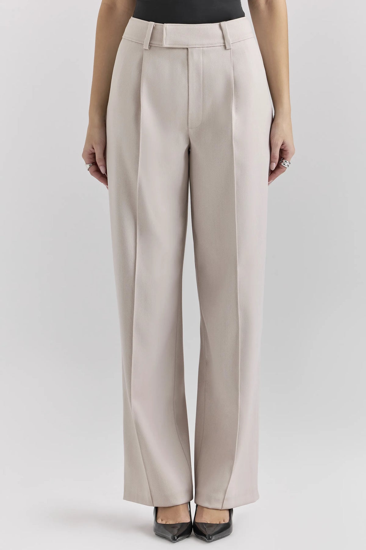 Hayden Beige High Waist Tailored Trousers