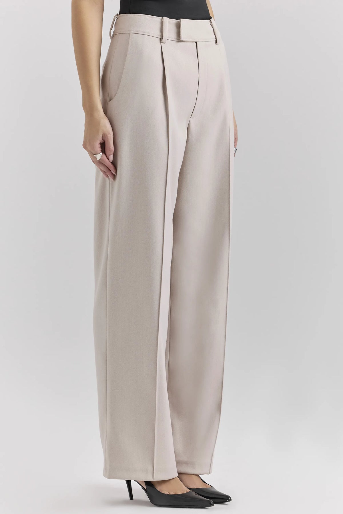 Hayden Beige High Waist Tailored Trousers