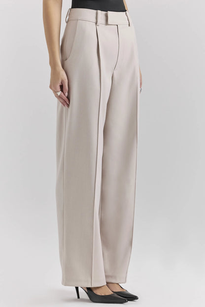 Hayden Beige High Waist Tailored Trousers