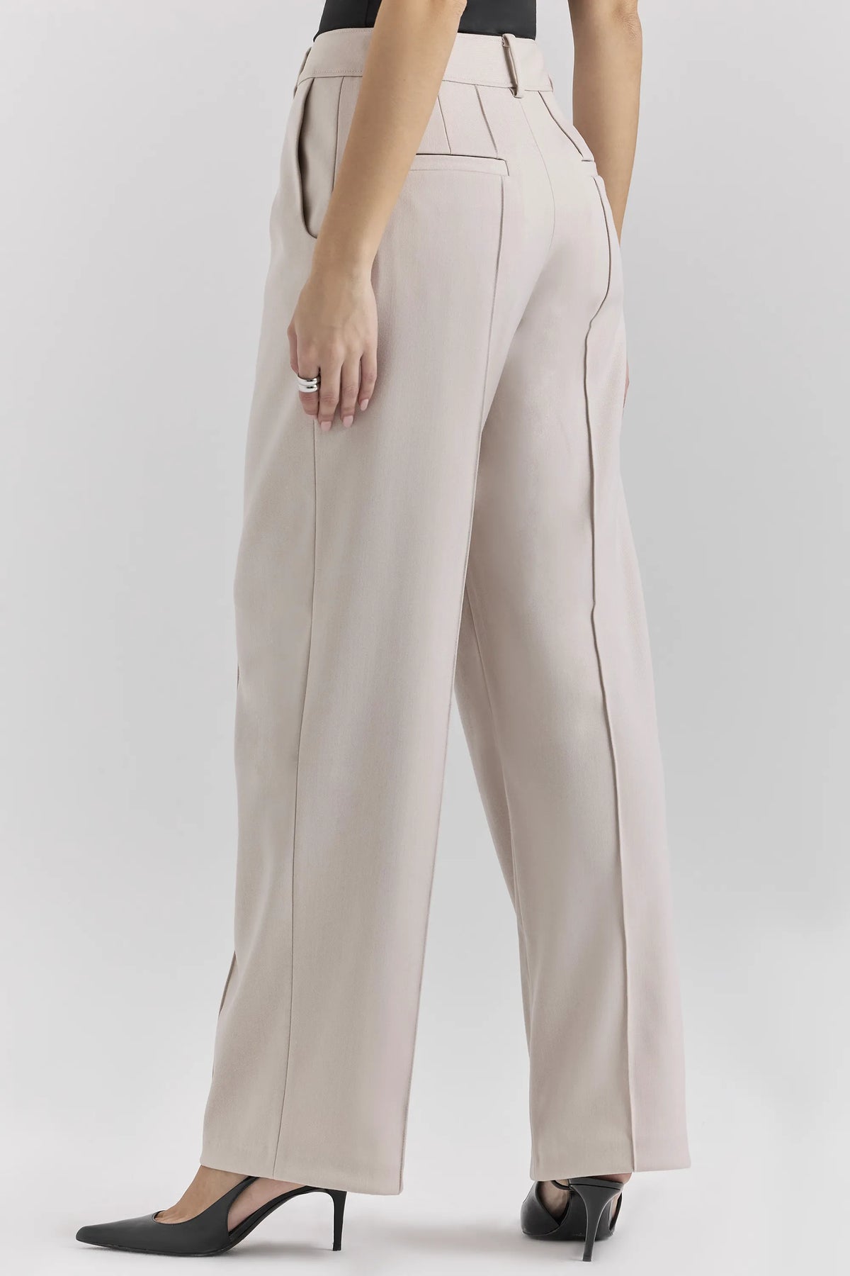Hayden Beige High Waist Tailored Trousers