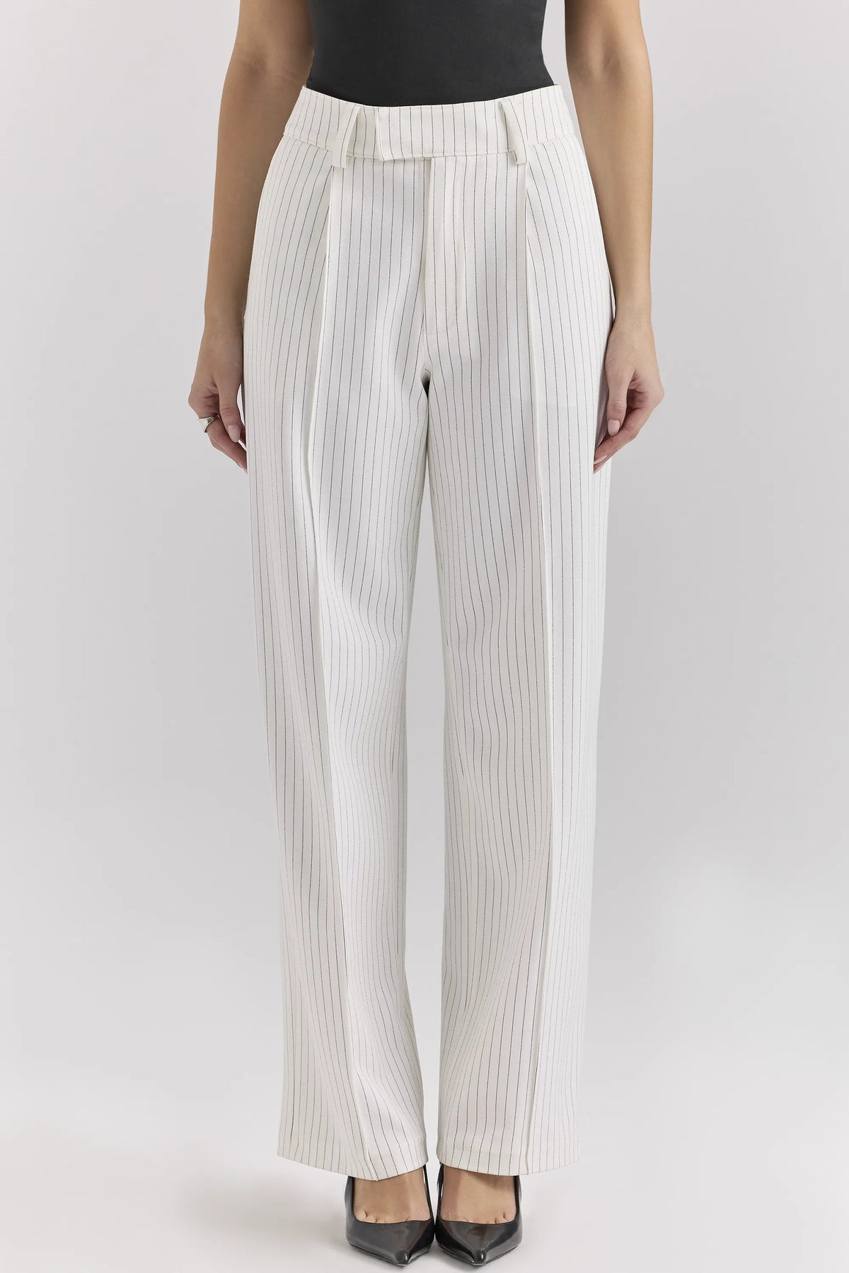 Hayden White Pinstripe High Waist Tailored Trousers