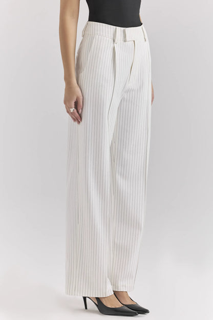 Hayden White Pinstripe High Waist Tailored Trousers