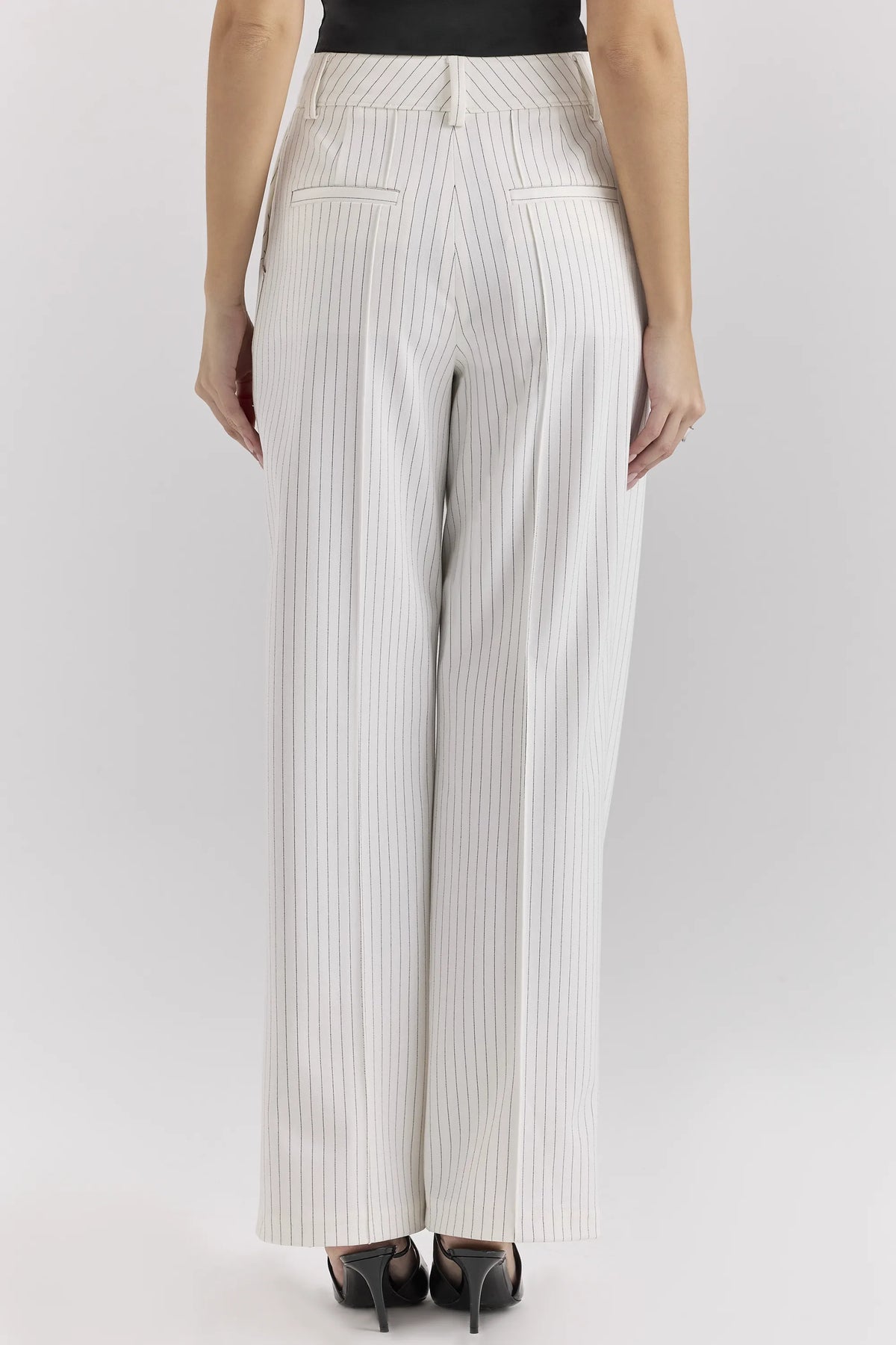 Hayden White Pinstripe High Waist Tailored Trousers