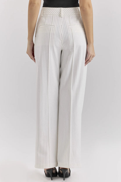 Hayden White Pinstripe High Waist Tailored Trousers