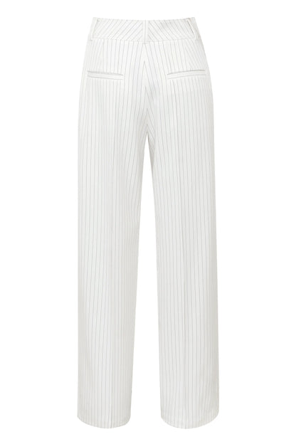 Hayden White Pinstripe High Waist Tailored Trousers