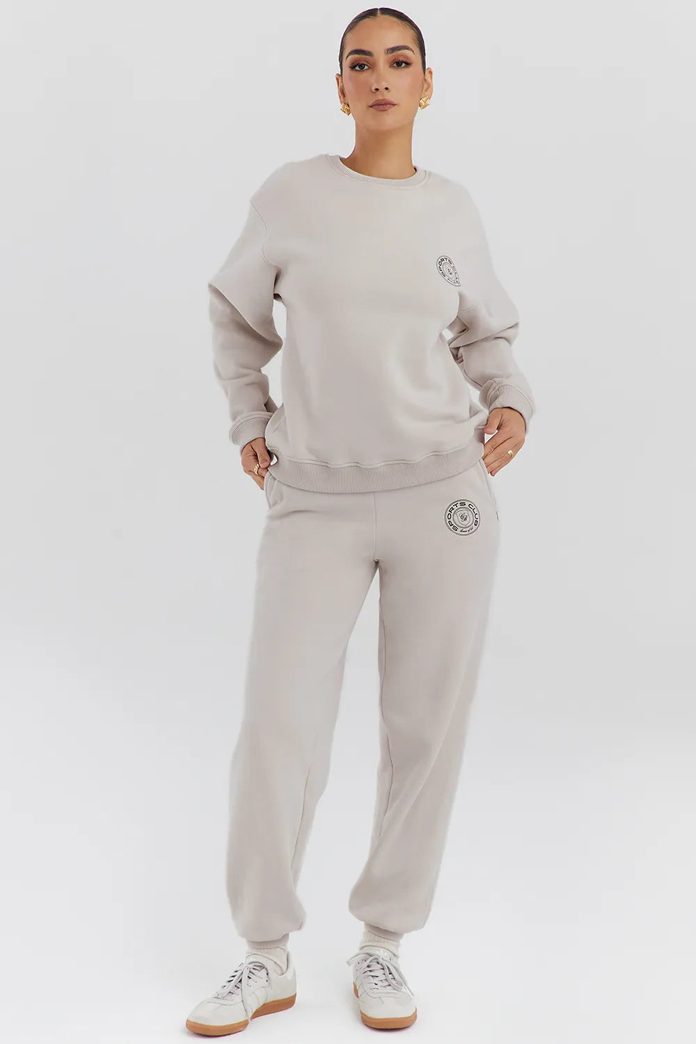 Haze Cloud Cotton Fleece-Back Crew Neck Sweatshirt