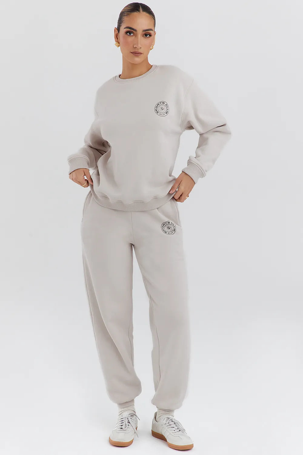 Haze Cloud Cotton Fleece-Back Crew Neck Sweatshirt