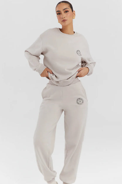Haze Cloud Cotton Fleece-Back Crew Neck Sweatshirt