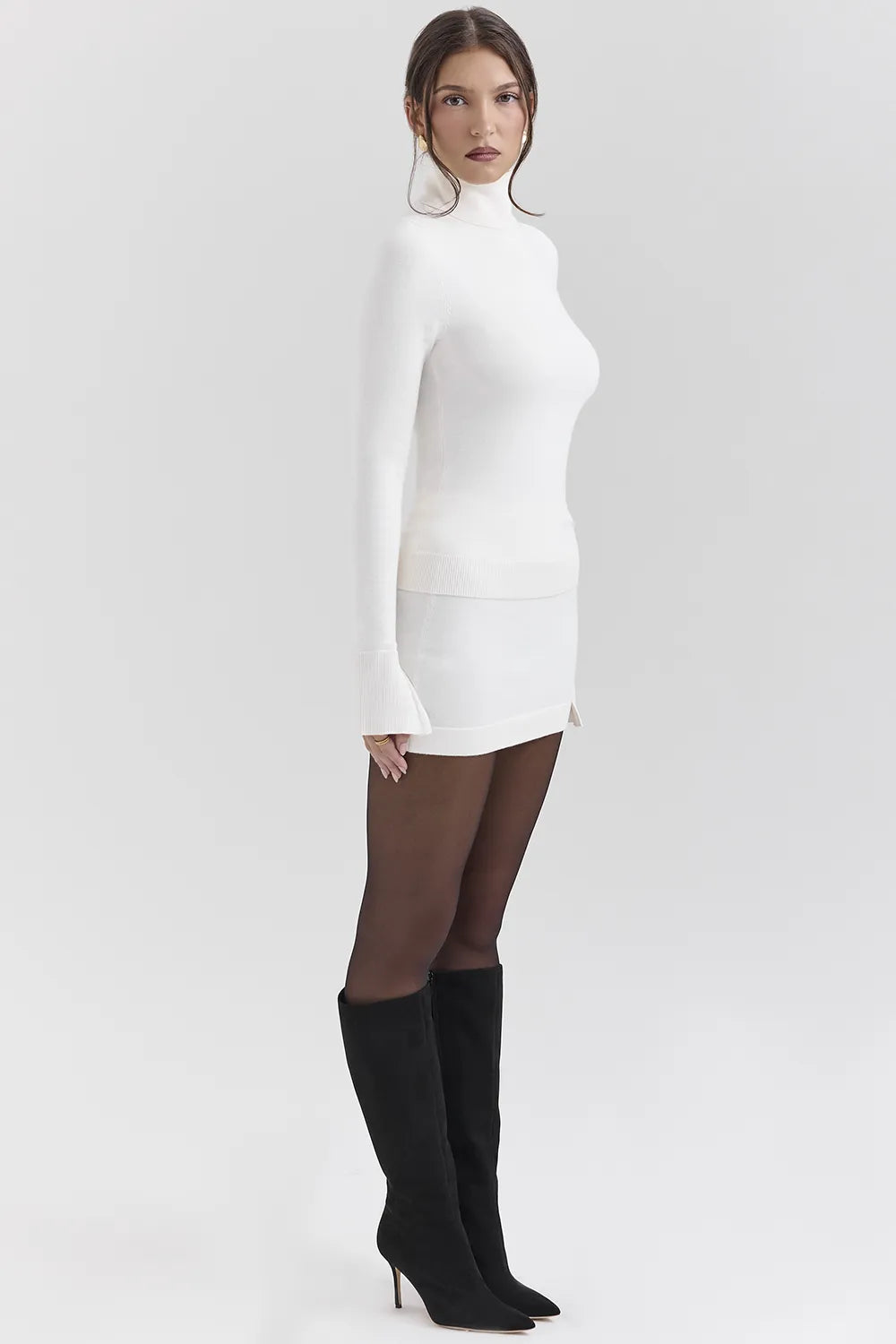 Hazel Ivory Cashmere Roll Neck Sweater