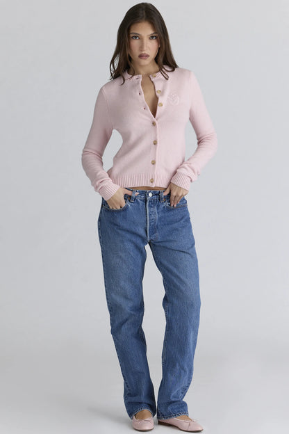 Emblem Pink Cashmere + Wool Cardigan