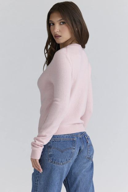 Emblem Pink Cashmere + Wool Cardigan