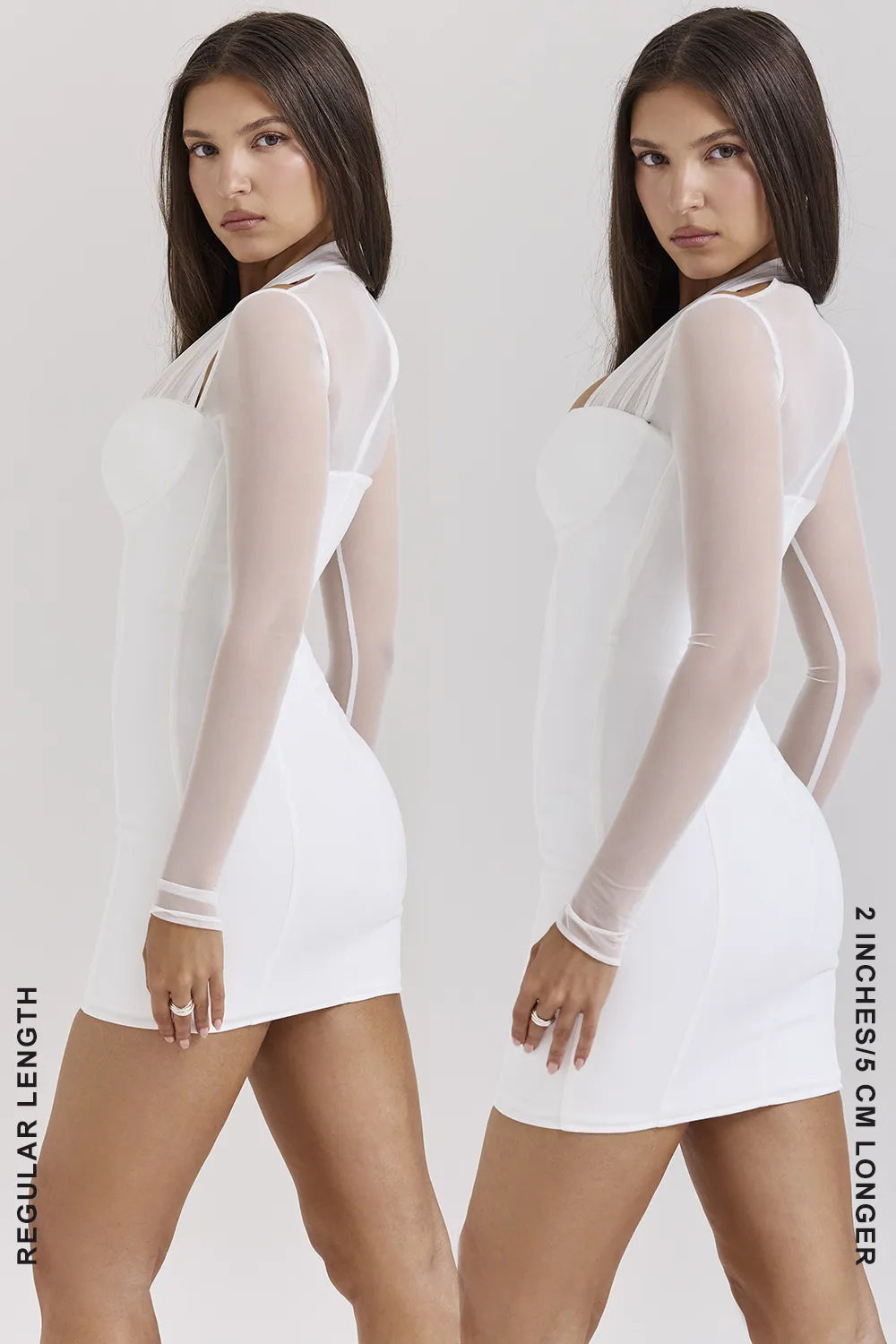 Holly White Plunge Mini Dress