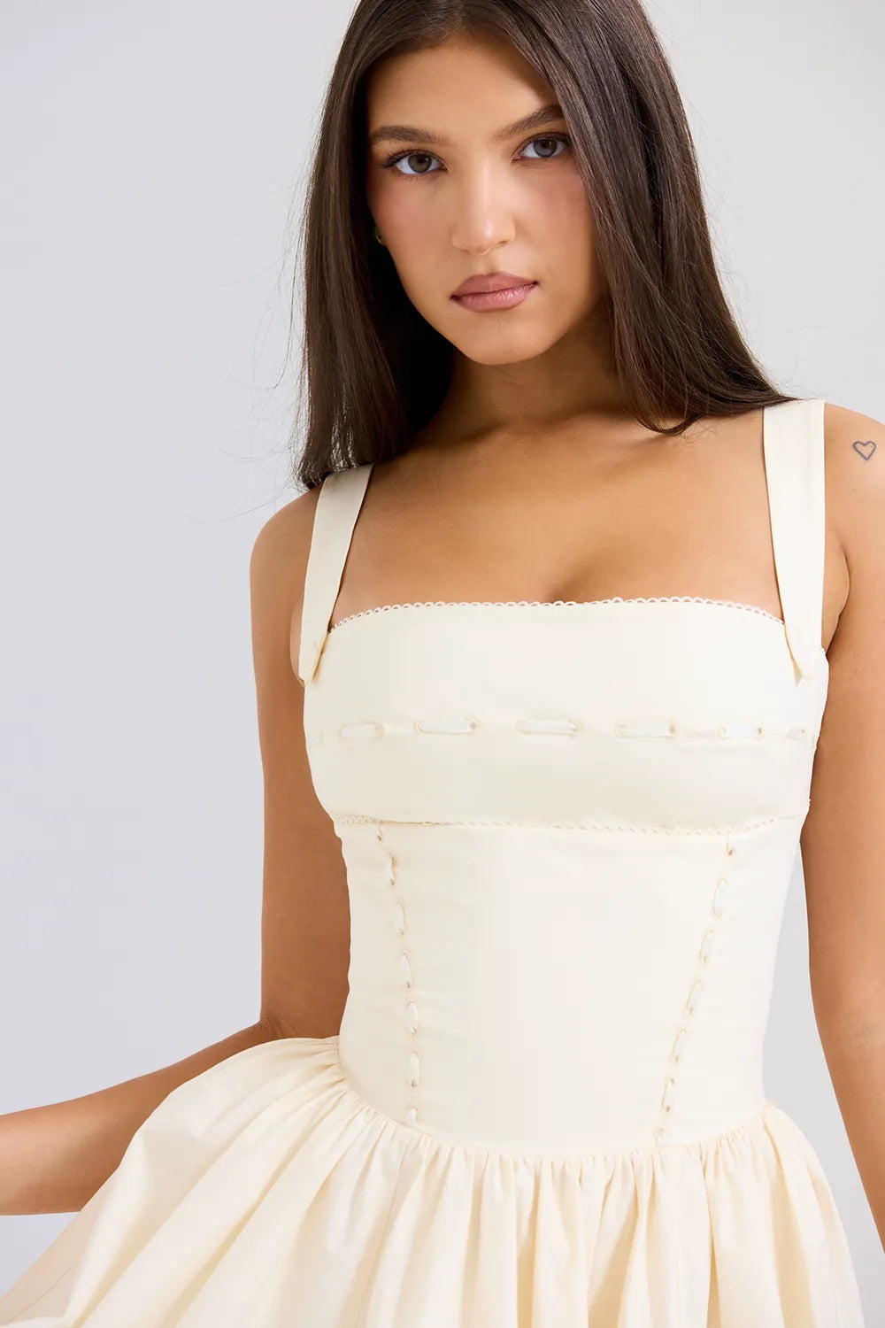 Honor Buttermilk Ribbon Detailed Mini Dress