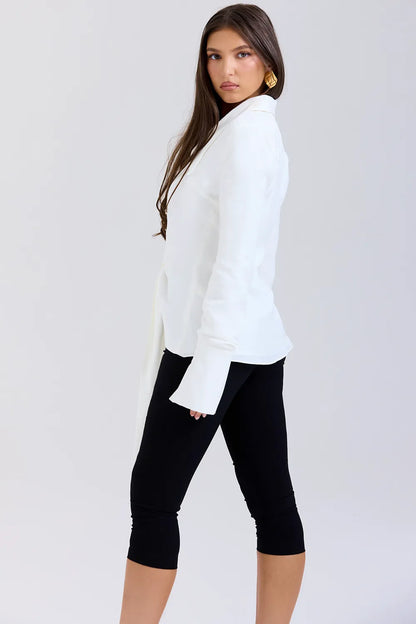 Hope White Draped Tie Front Shirt