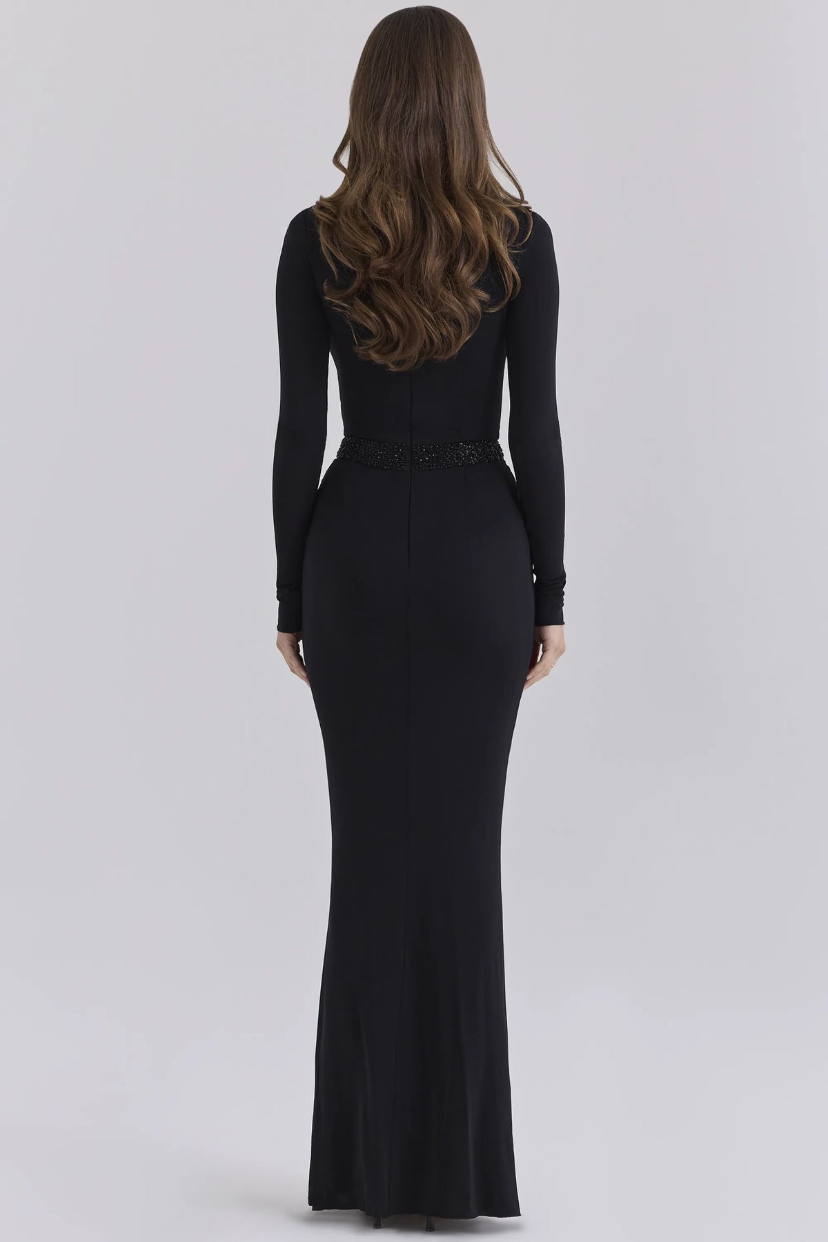 Casselle Black Hand-Embellished Beaded Maxi Dress