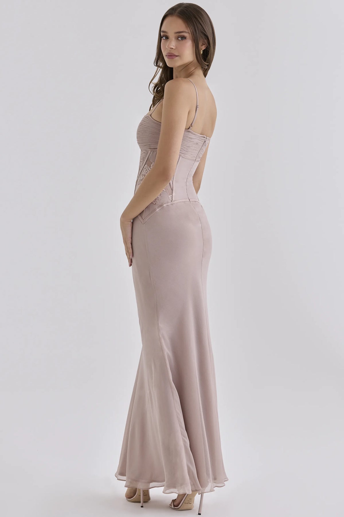 Catalina Lilac Georgette Lace Panelled Maxi Dress