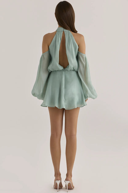Chantelle Jade Silk Organza Open Back Mini Dress