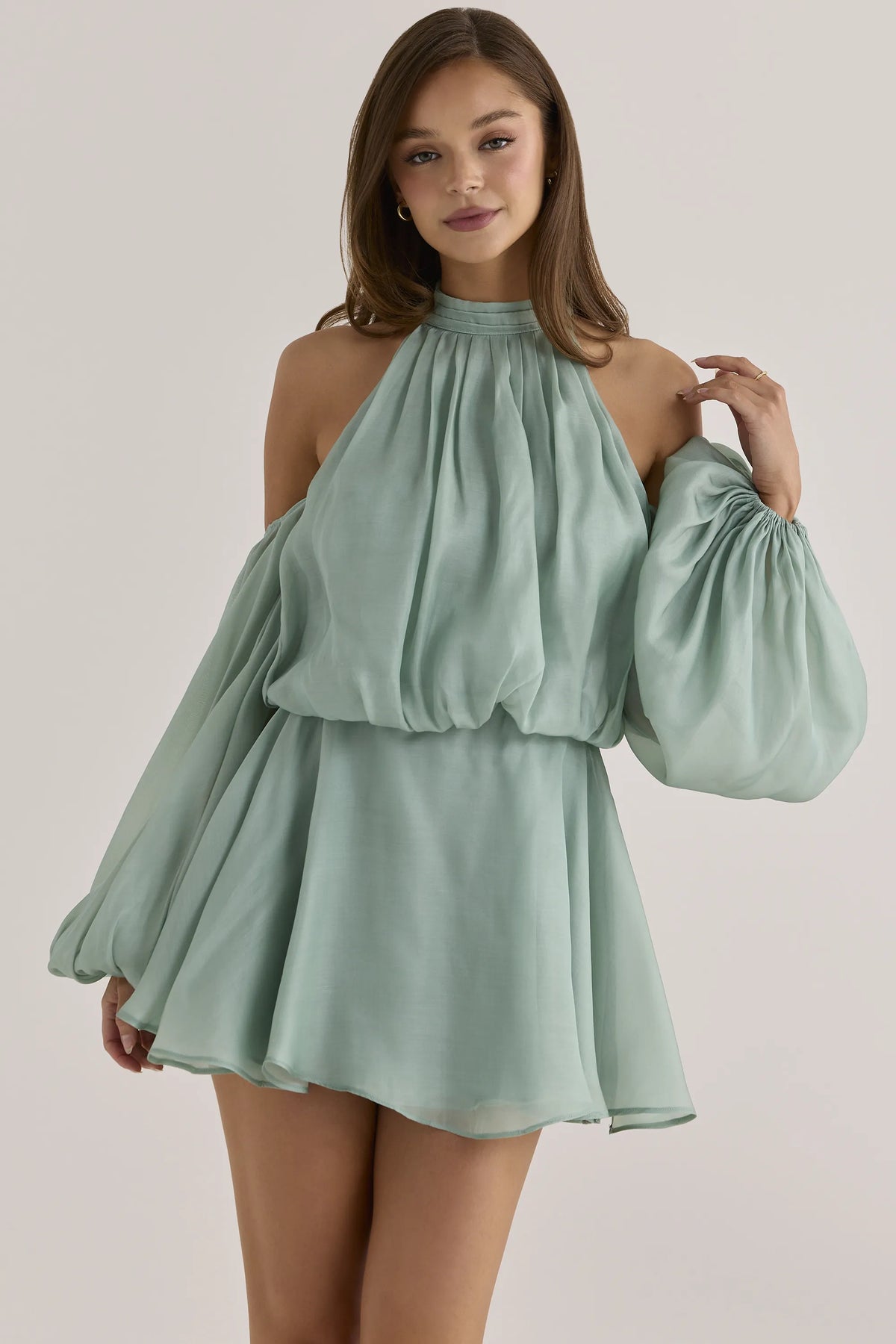 Chantelle Jade Silk Organza Open Back Mini Dress
