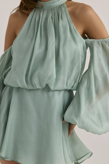 Chantelle Jade Silk Organza Open Back Mini Dress