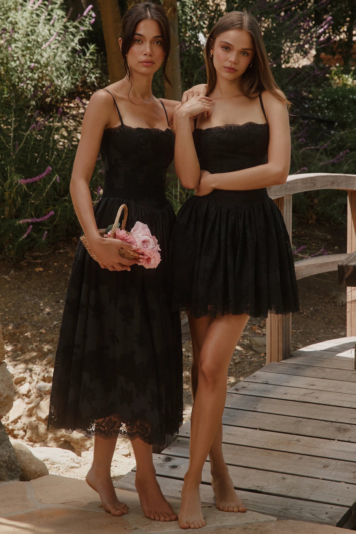 Chloe Black Custom Lace + Broderie Anglaise Cotton Midi Sundress