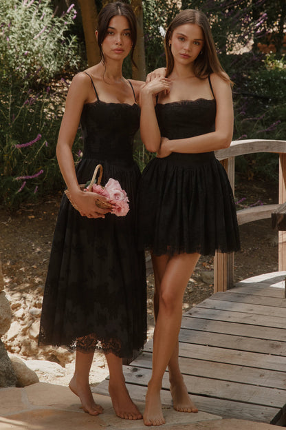 Chloe Black Custom Lace + Broderie Anglaise Cotton Midi Sundress
