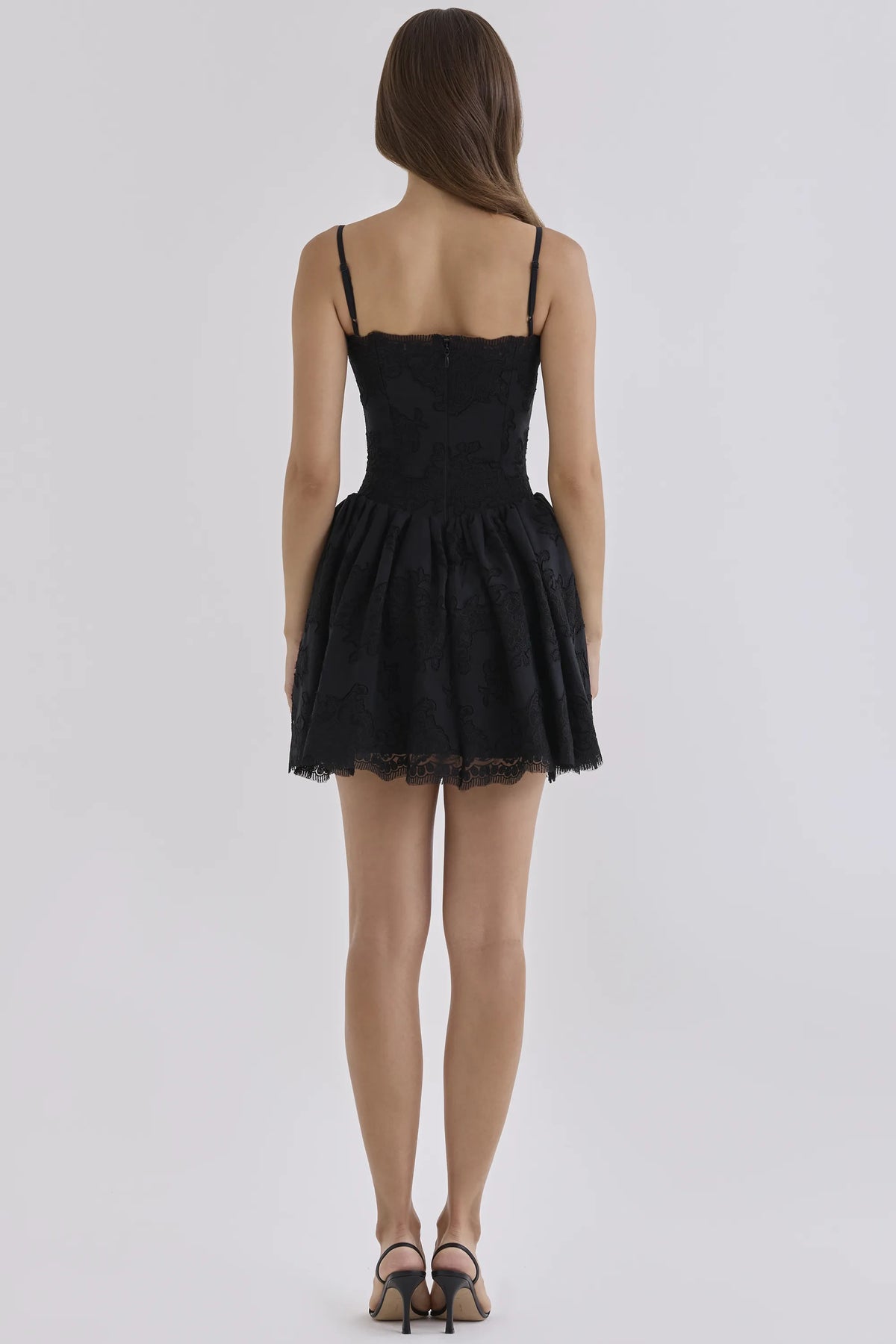 Chloe Black Custom Lace + Broderie Anglaise Cotton Mini Dress