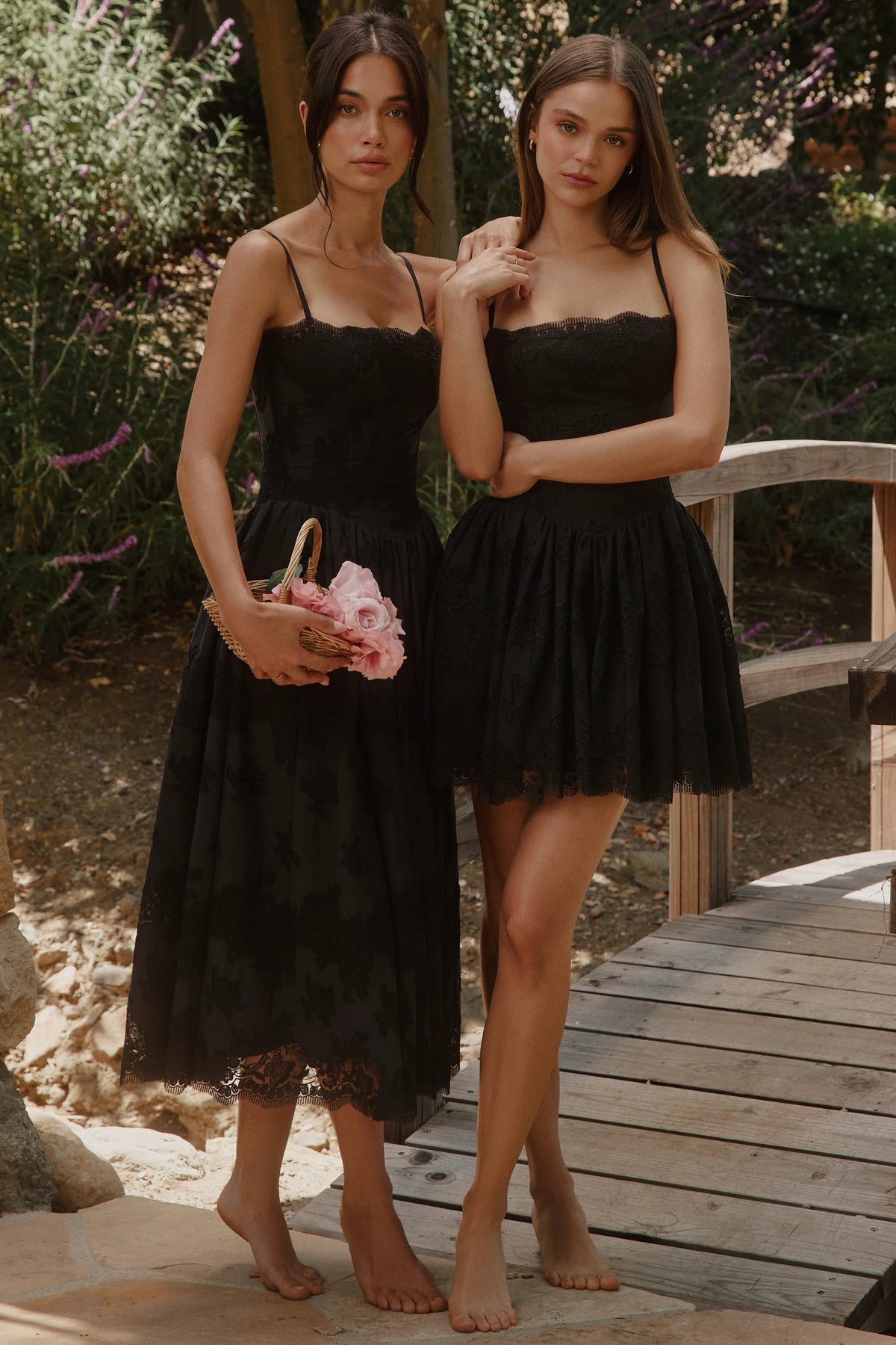 Chloe Black Custom Lace + Broderie Anglaise Cotton Mini Dress
