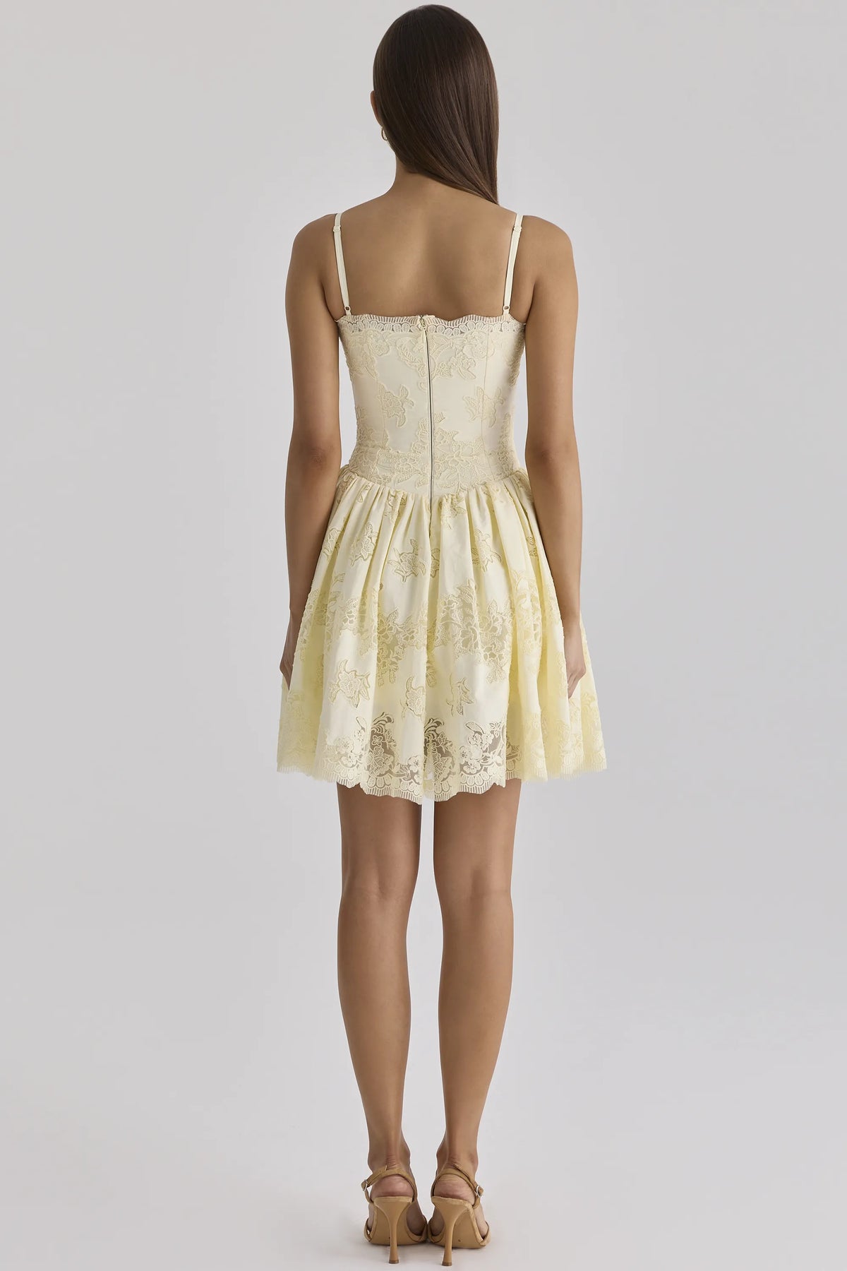 Chloe Lemon Custom Lace Cotton Broderie Anglaise Mini Dress