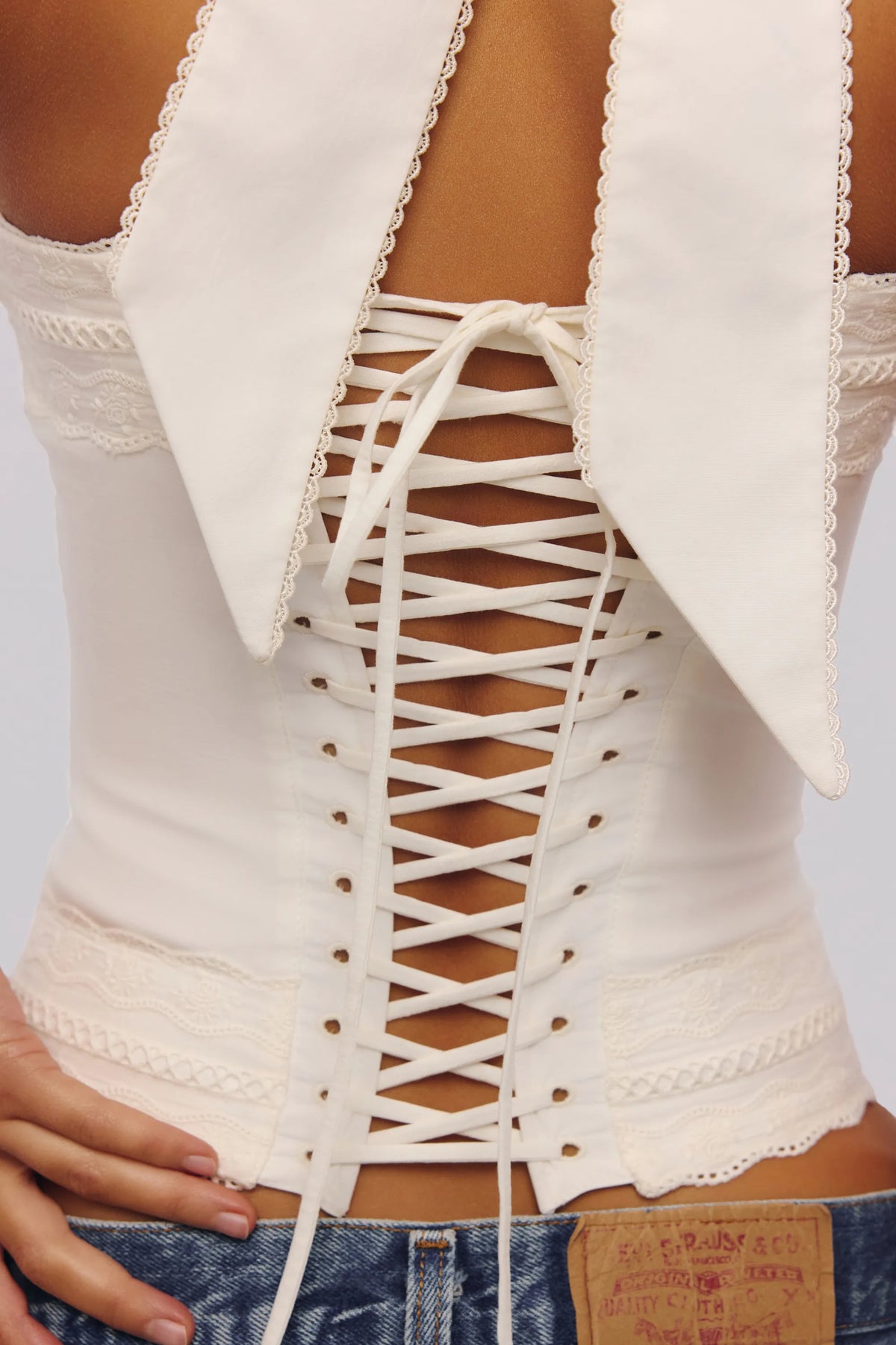 Cosette White Halter Neck Cotton Top